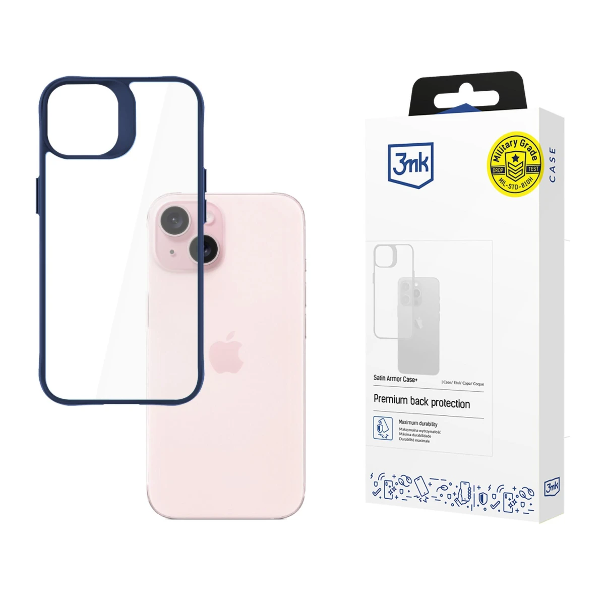 Apple iPhone 15 - 3mk Satin Armor Case+ Blue - usati e ricondizionati