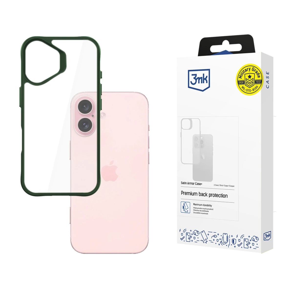 Apple iPhone 16 - 3mk Satin Armor Case+ Green - używane i odnowione