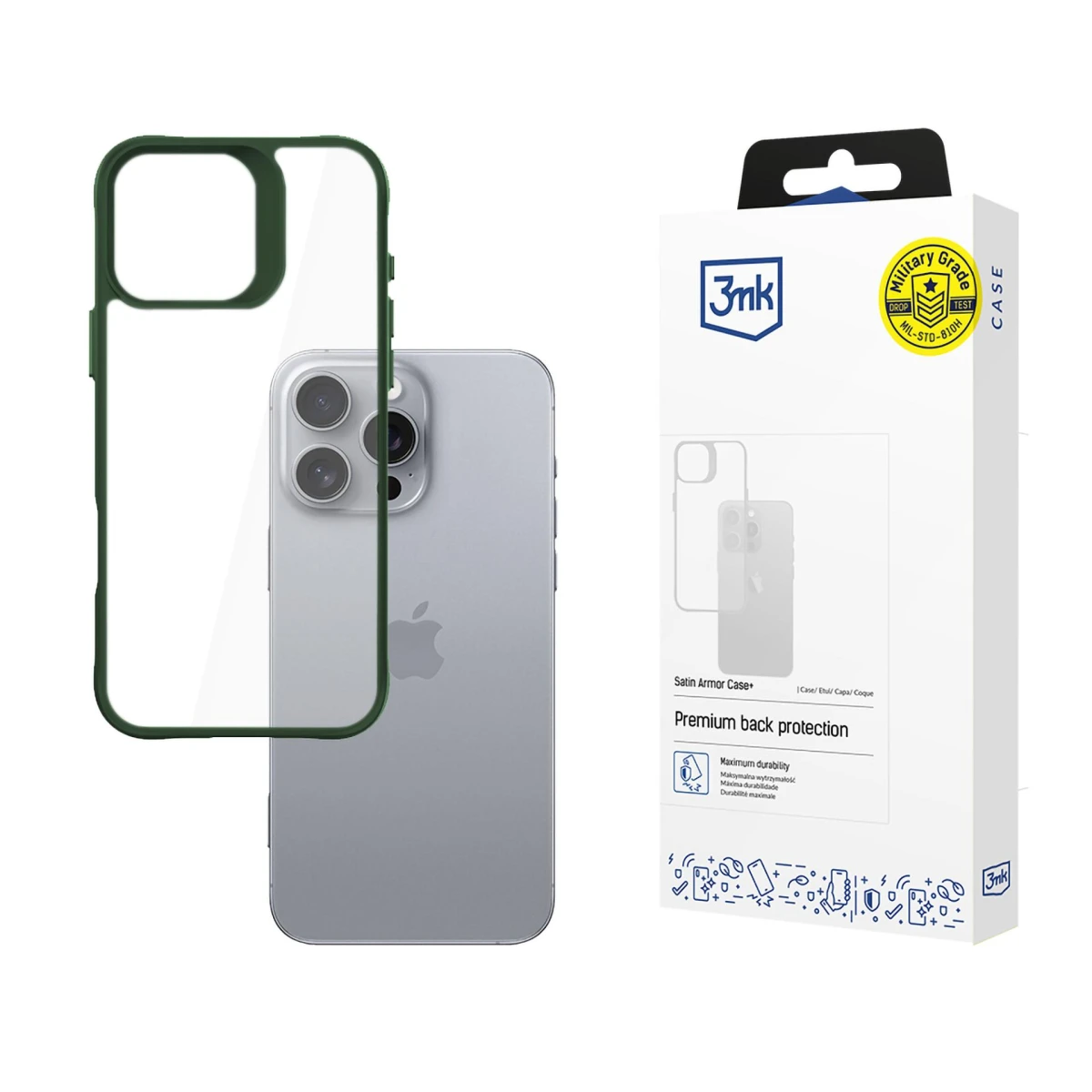 Apple iPhone 16 Pro Max - 3mk Satin Armor Case+ Green - gebraucht und refurbished