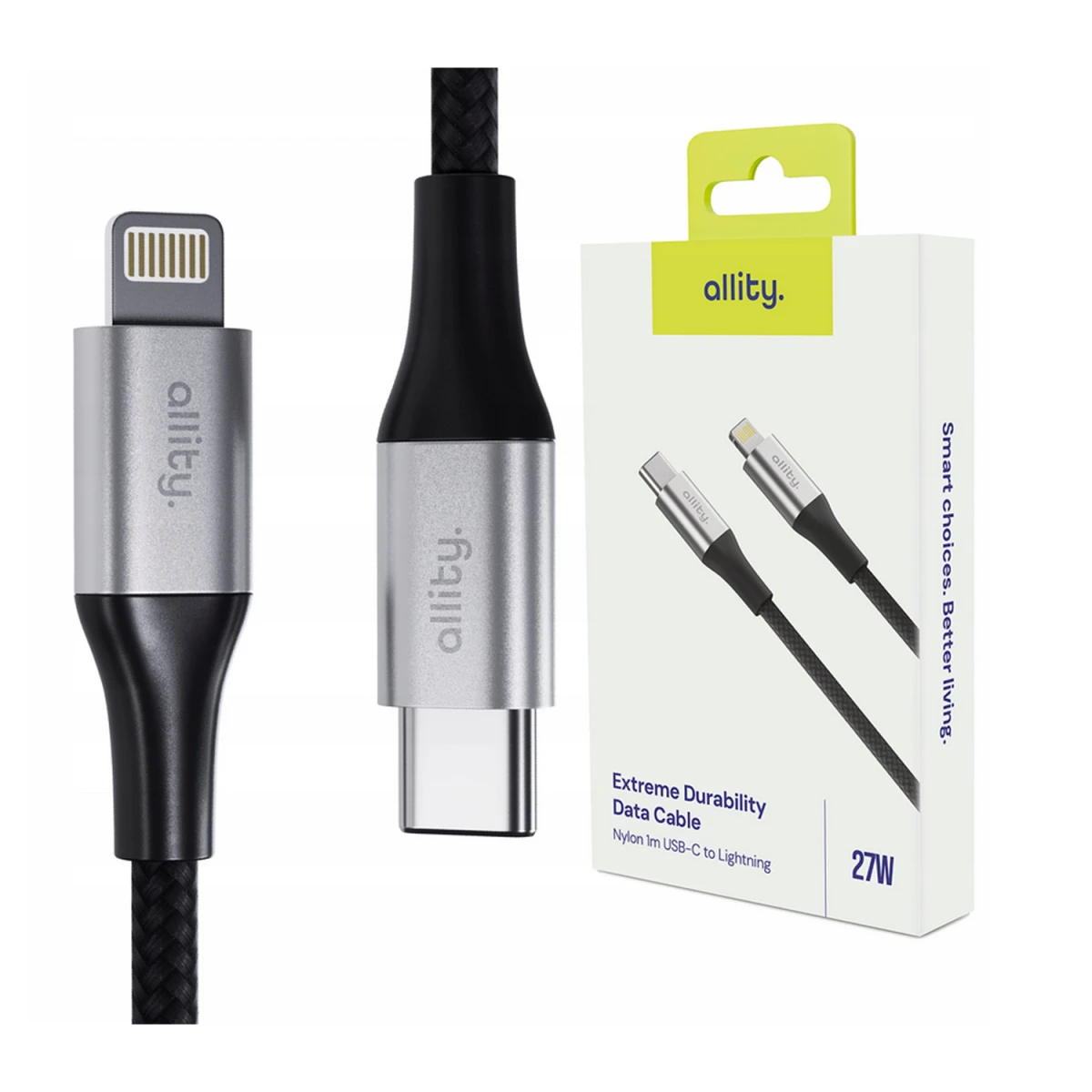 Allity kabel AUC-01 USB-C - Lightning 1,0 m 27W czarny - używane i odnowione