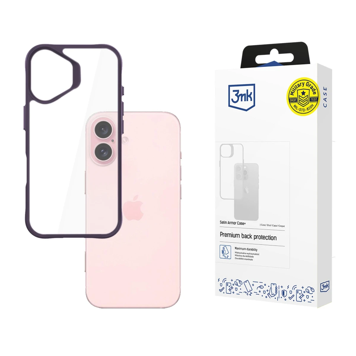 Apple iPhone 16 - 3mk Satin Armor Case+ Purple - usati e ricondizionati