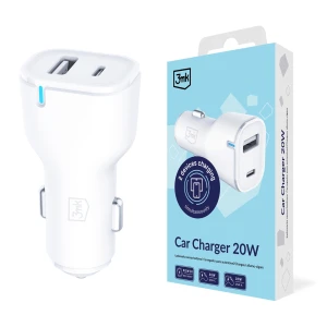 Accessories - 3mk Car Charger 20W PD3.0 QC 3.0 USB 1A1C White MM